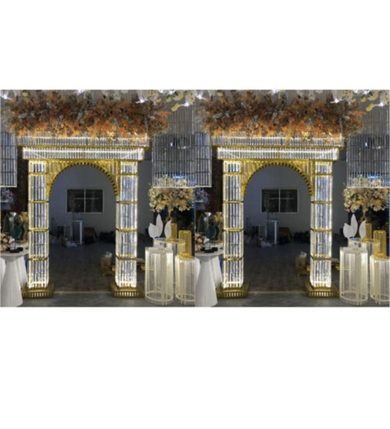 2 Large Crystal Pillars Arch Frame for Party Event Wedding Backdrop for Stage Decor 1 1