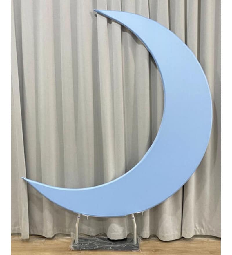 Beautiful Moon Metal Stand for Artificial Flowers Decoration Weddings and Party Decorations Sailing Blue Color