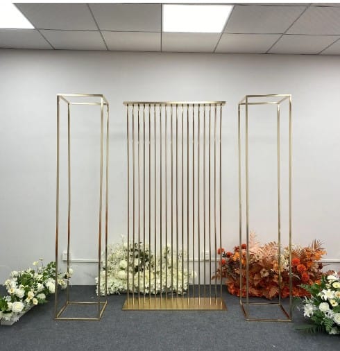 New Gilded Arc Wrought Iron Wedding Props – Arched Screen Ornaments for Elegant Stage Background Decoration Rentals