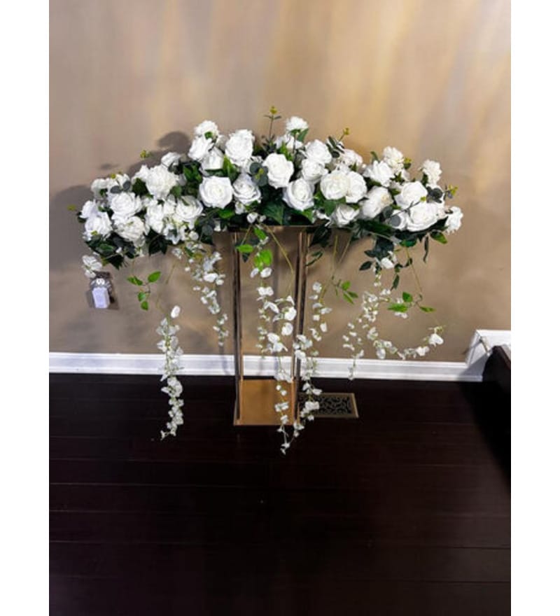 White Wedding Table Flower Arrangement Artificial Flower Row Stage Backdrop Decor for Parties