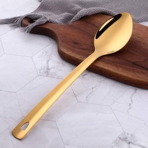 serving spoons gold